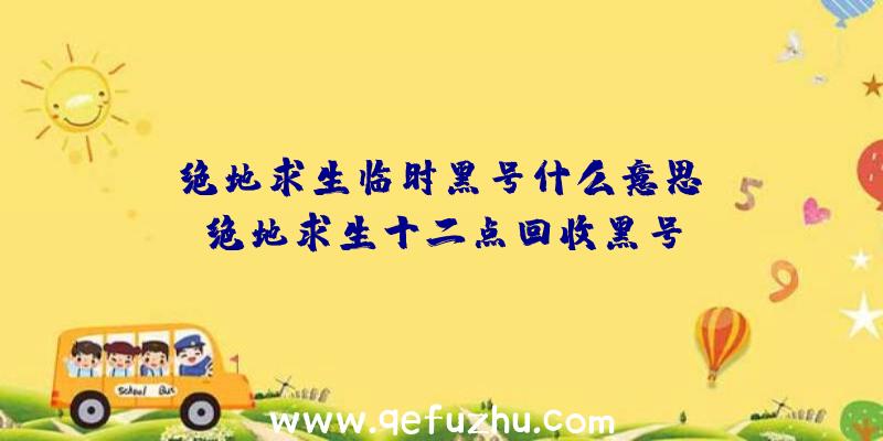 「绝地求生临时黑号什么意思」|绝地求生十二点回收黑号